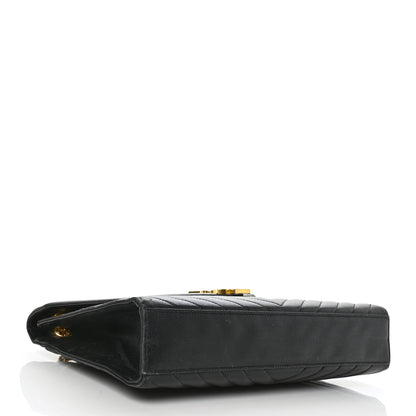 Saint Laurent Grain De Poudre Matelasse Chevron Large Monogram Satchel Black 4 of 8