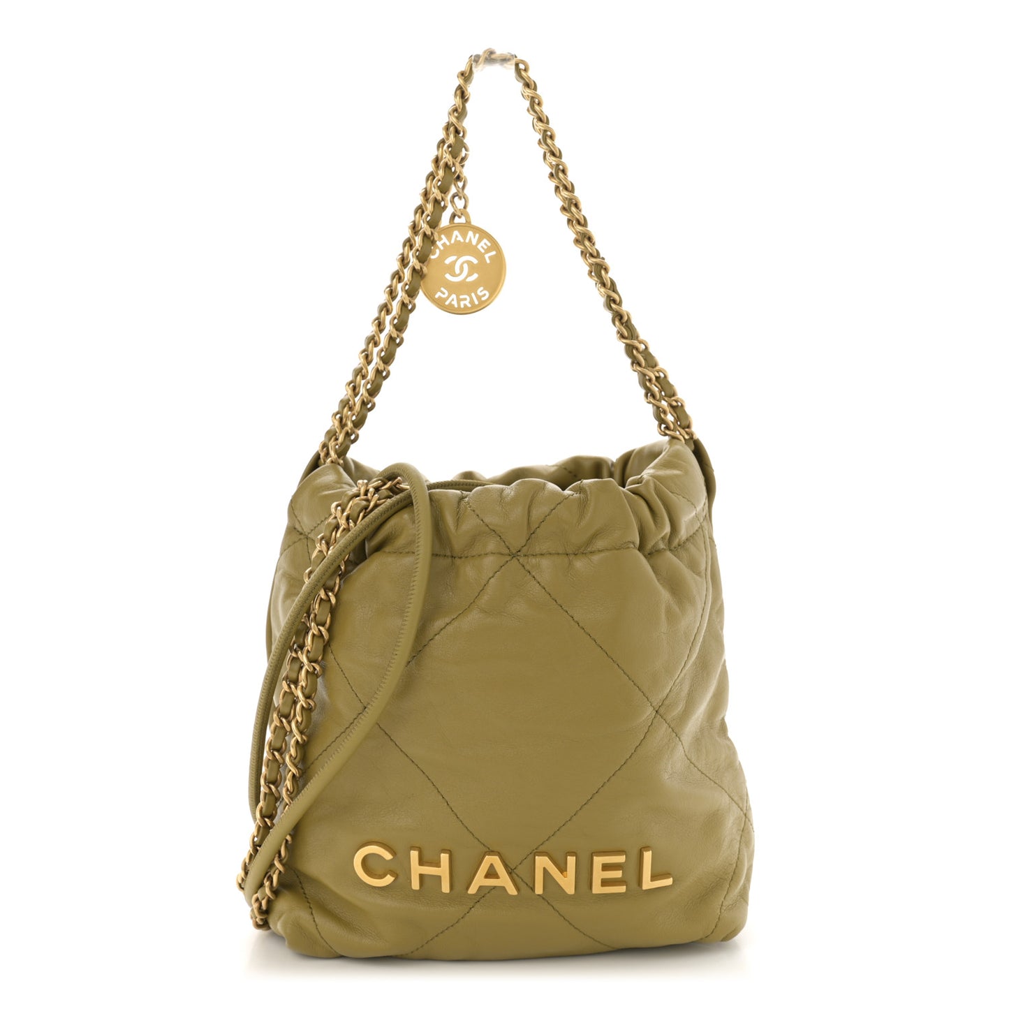 Shiny Calfskin Quilted Mini Chanel 22 Green