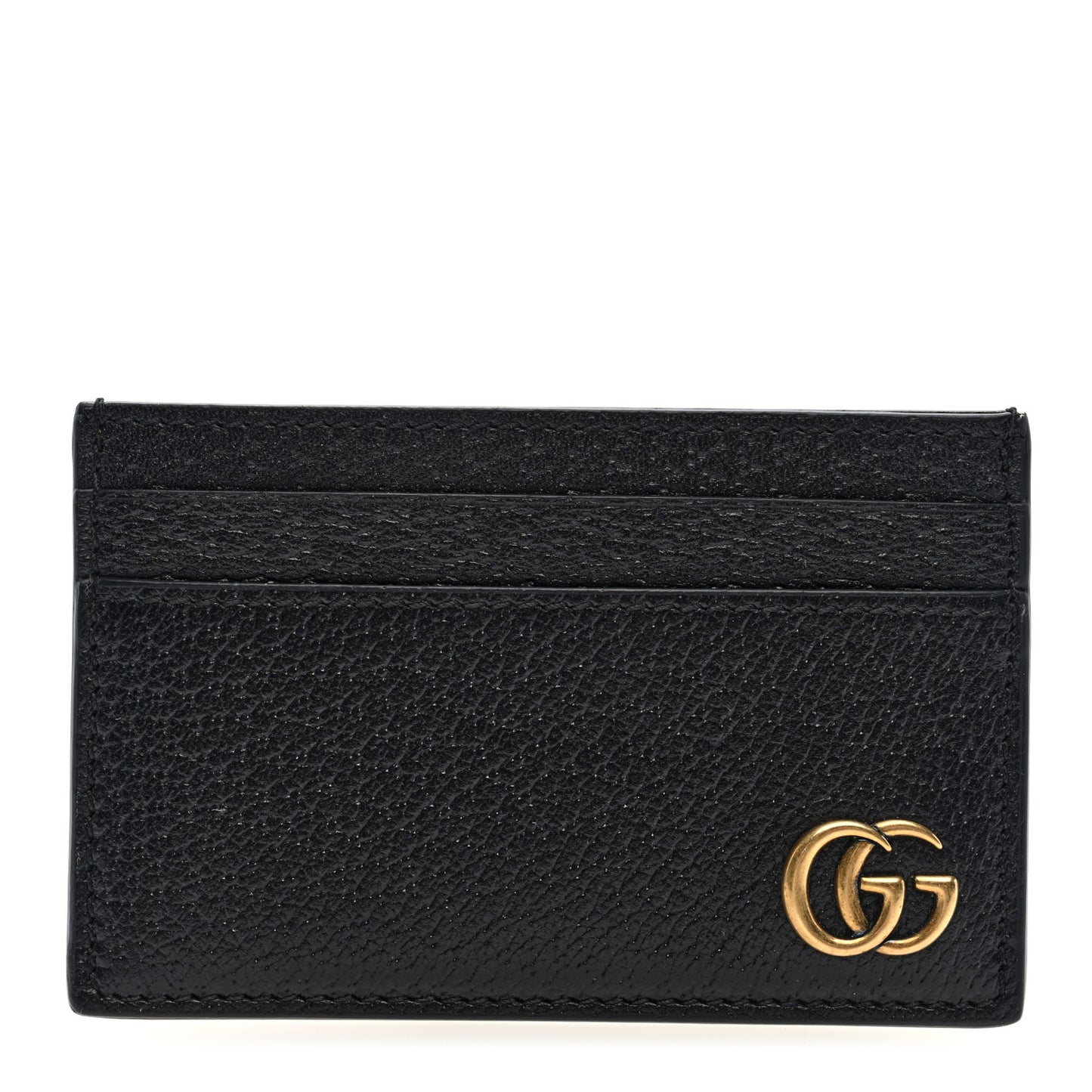 Calfskin Boar Effect GG Marmont Card Holder Black