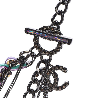 Chanel Ruthenium PVC Enamel CC Multi Strand Chain Link Choker Necklace Silver Multi 4 of 8