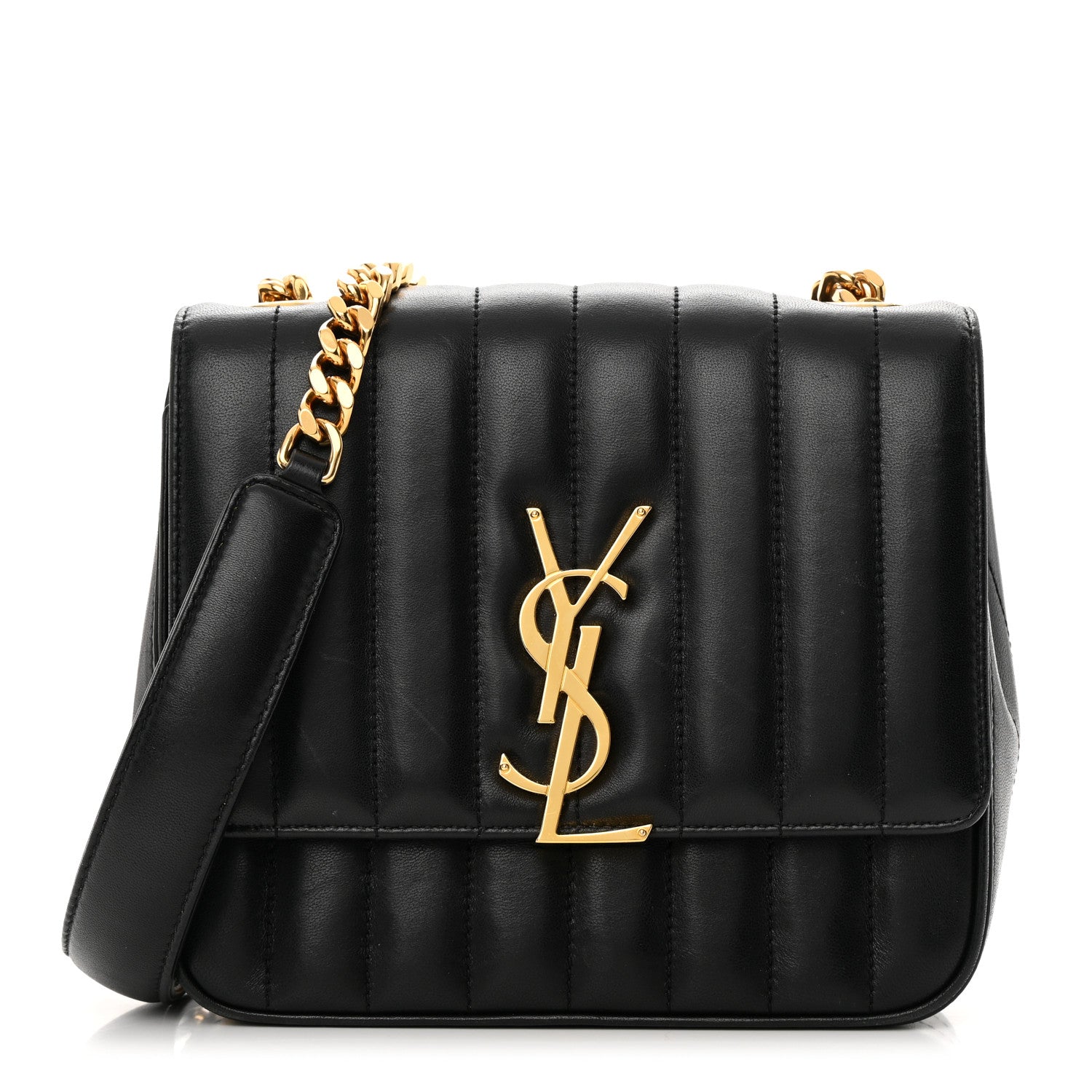 Saint Laurent Lambskin Matelasse Monogram Medium Vicky Chain Bag Black 1 of 15