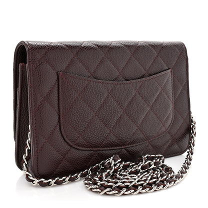 Chanel Caviar Quilted Wallet on Chain WOC Burgundy 3 of 12