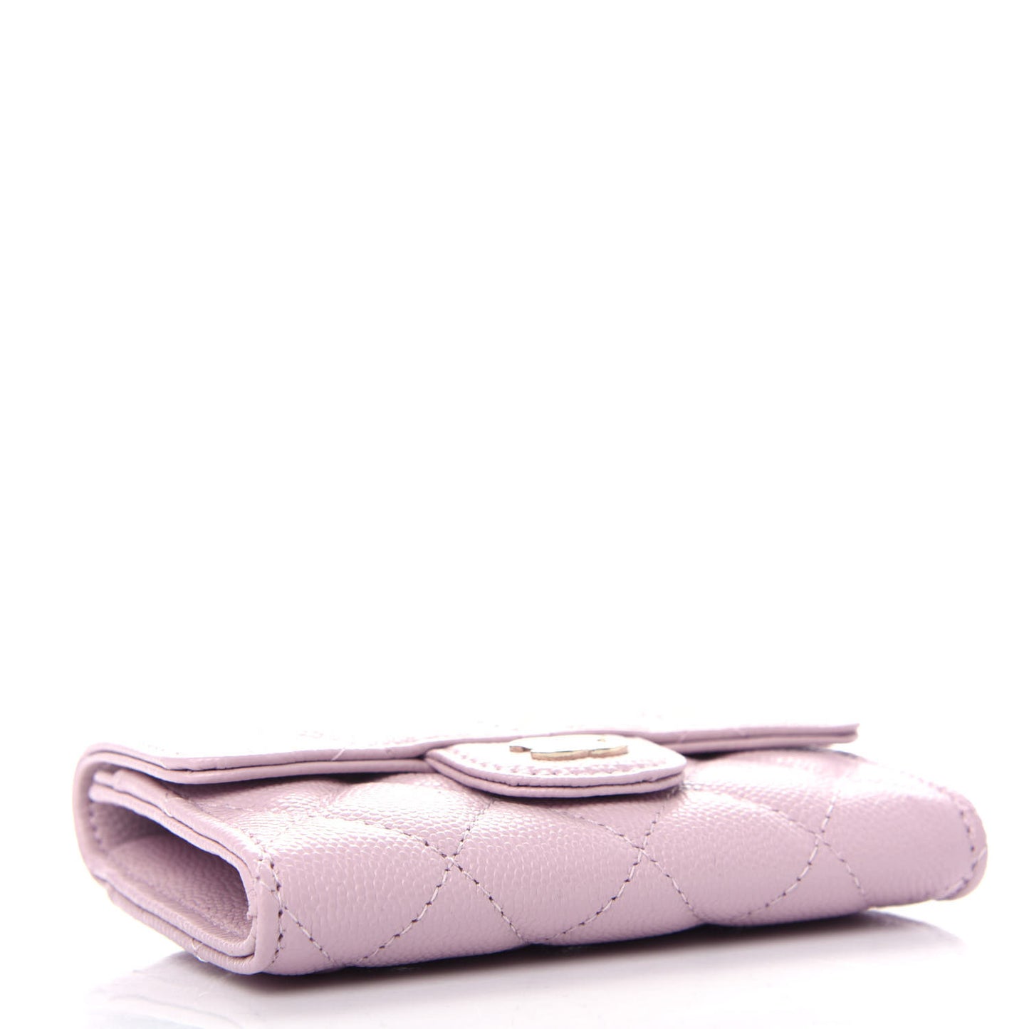 Caviar Quilted Flap Card Holder Wallet Light Pink
