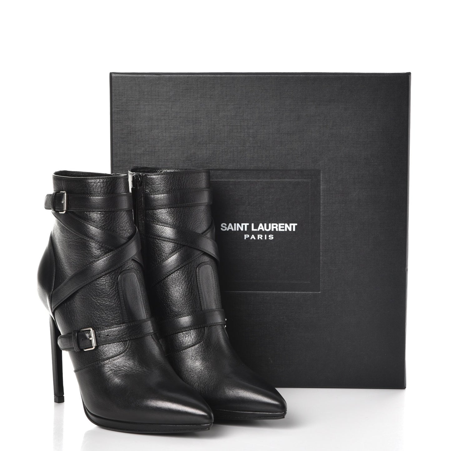 Calfskin Paris Plat 105 Ankle Boots 36.5 Black