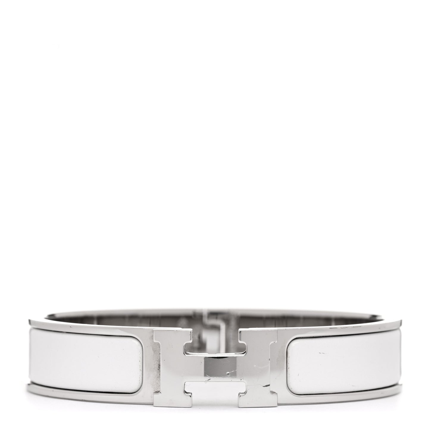 Enamel Narrow Clic Clac H Bracelet PM White