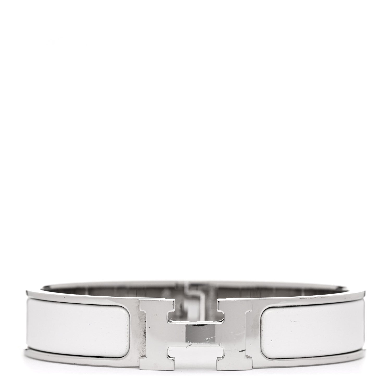 Hermes Enamel Narrow Clic Clac H Bracelet PM White 1 of 5