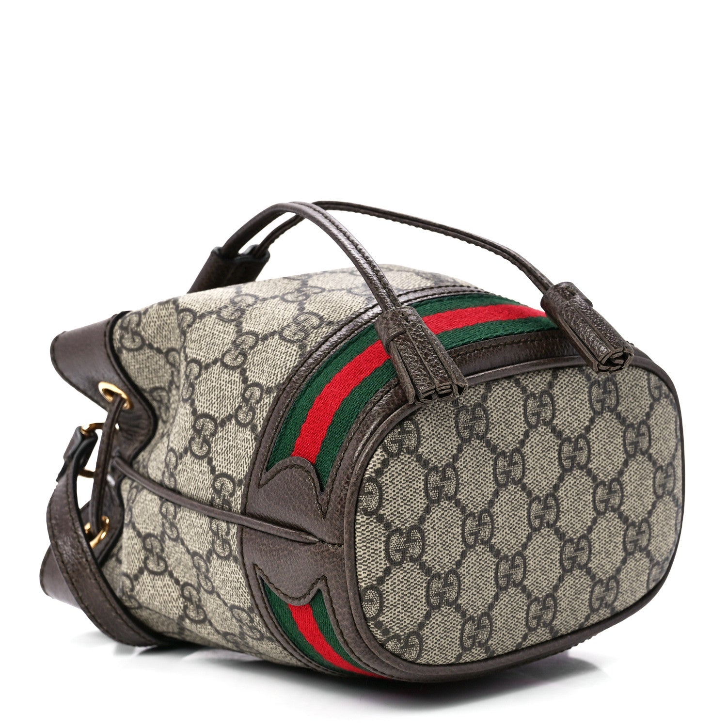 Gucci GG Supreme Monogram Web Mini Ophidia Bucket Bag Brown 4 of 11