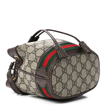 Gucci GG Supreme Monogram Web Mini Ophidia Bucket Bag Brown 4 of 11