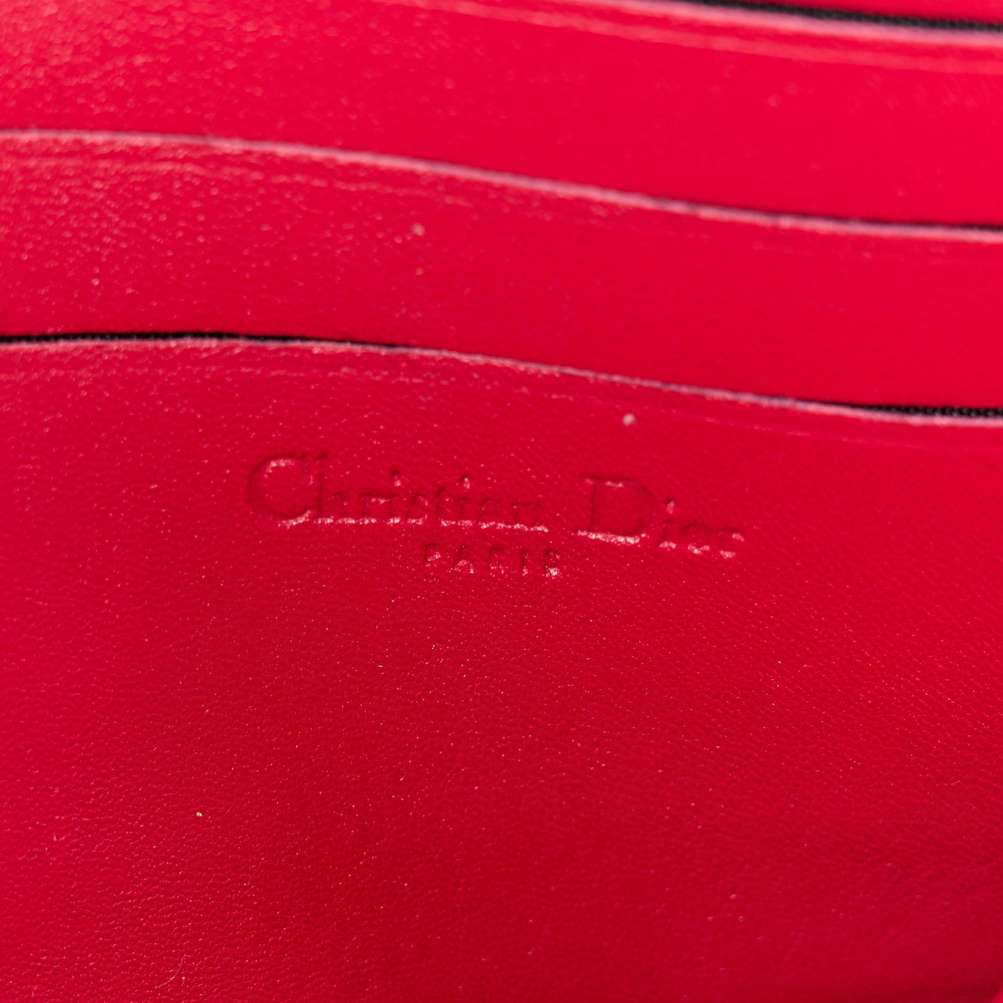 Lambskin Cannage Miss Dior Promenade Pouch Red