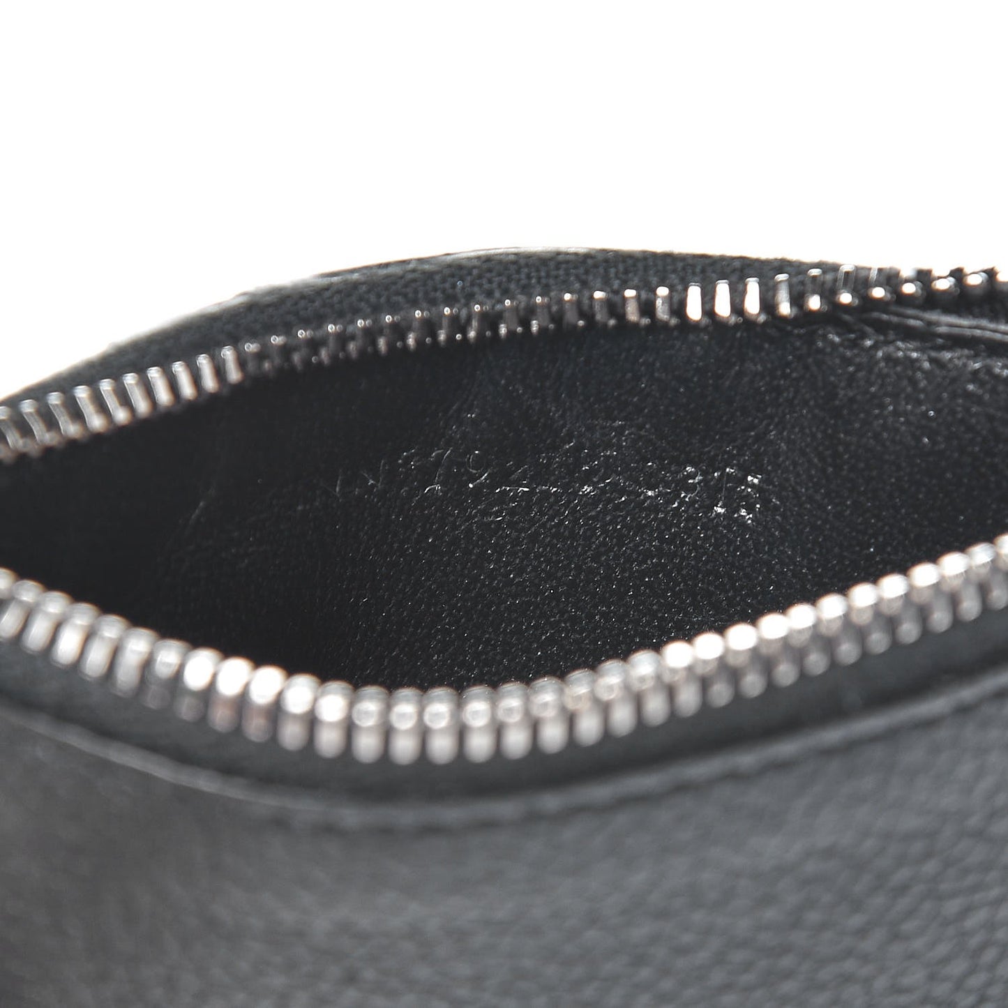 Grained Calfskin 5 Fragments Zip Pouch Card Holder Black