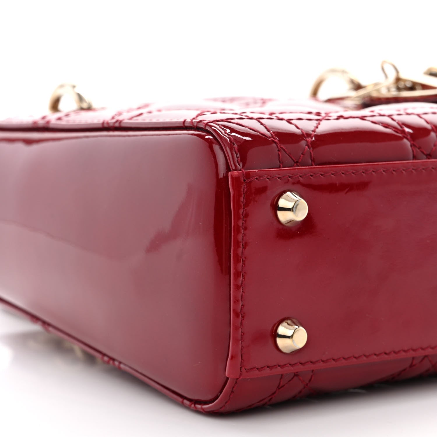 Christian Dior Patent Cannage Mini Lady Dior Red 9 of 10