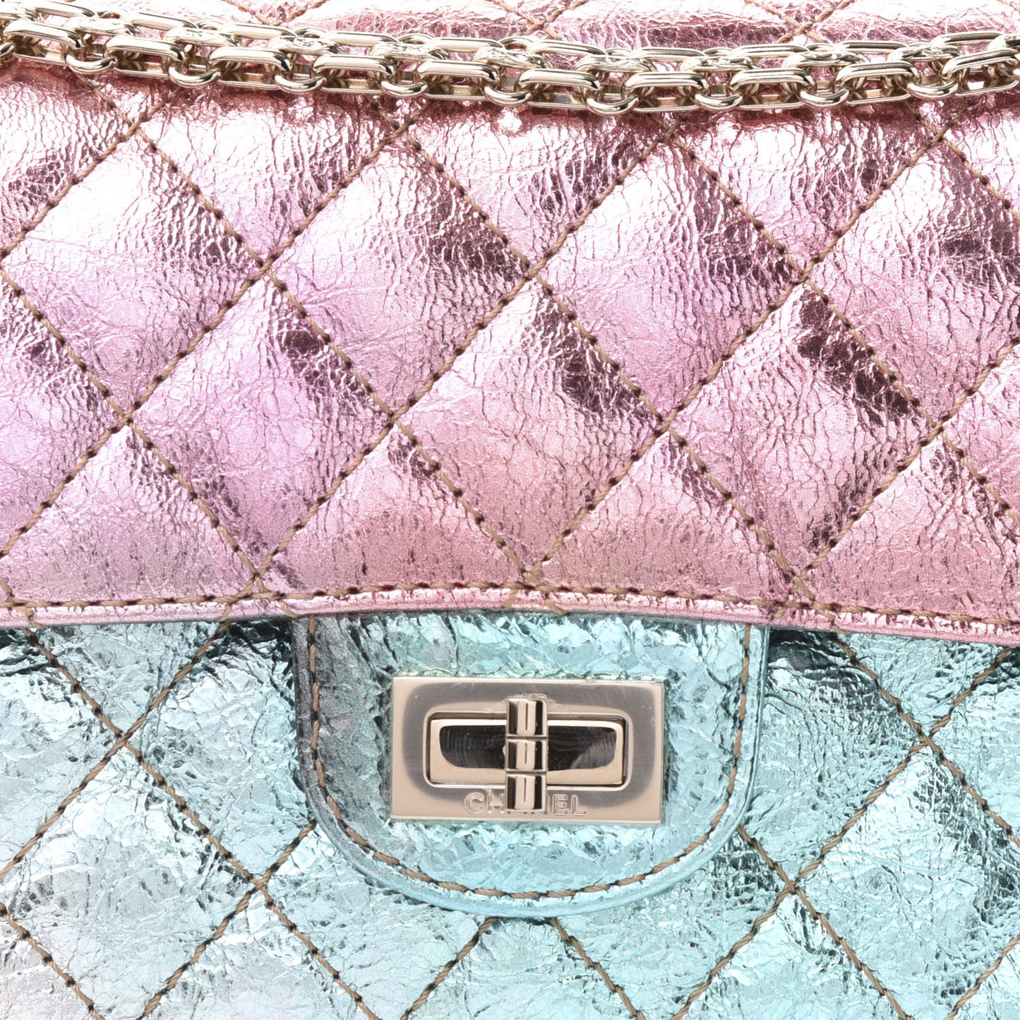 Metallic Goatskin Quilted Mini 2.55 Reissue Flap Multicolor