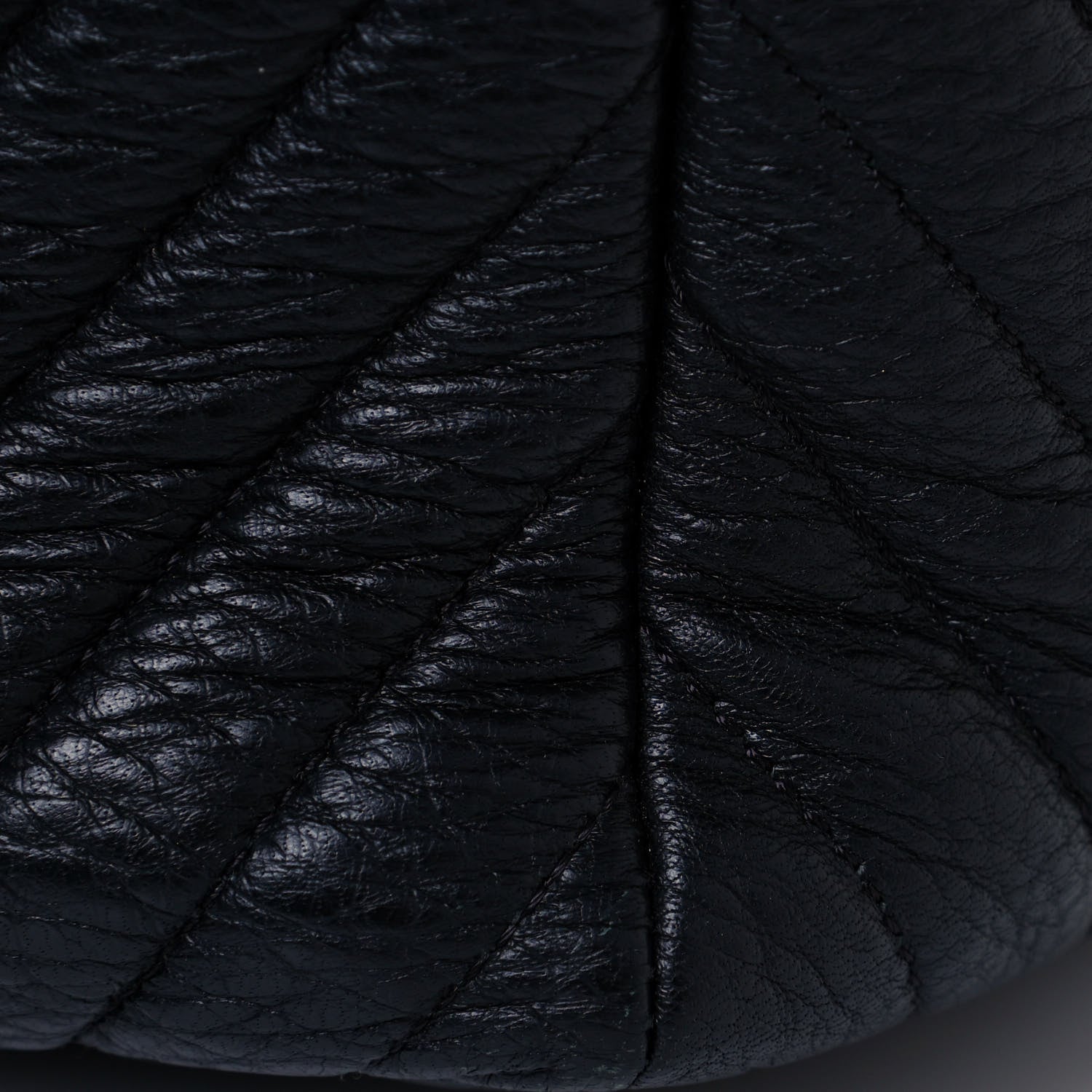 Chanel Deerskin Chevron Large CC Chain Bucket Drawstring Bag Black 11 of 13