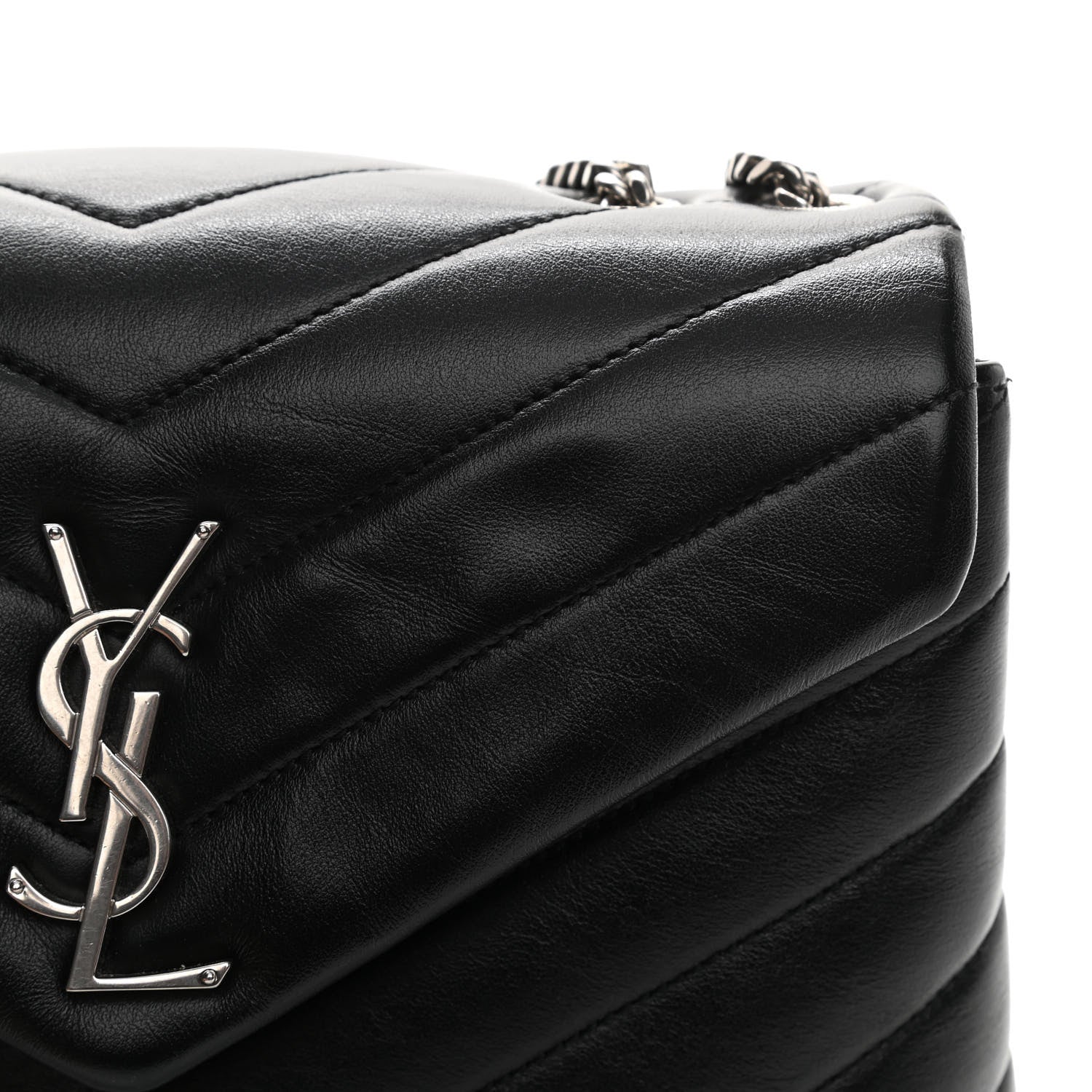Saint Laurent Calfskin Y Quilted Monogram Small Loulou Chain Satchel Black 9 of 9
