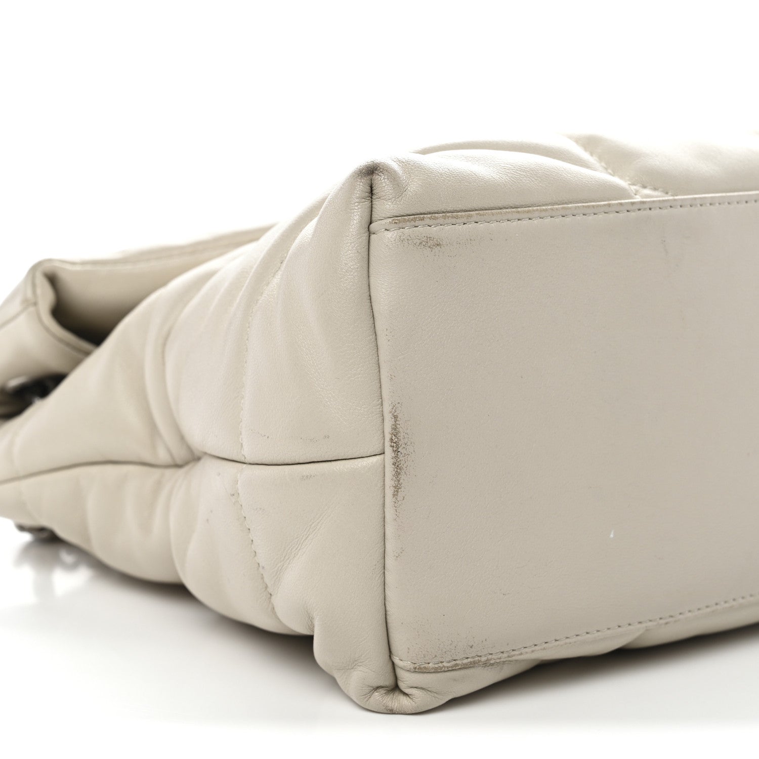 Saint Laurent Lambskin Quilted Medium Loulou Puffer Monogram Chain Satchel Crema Soft 9 of 14