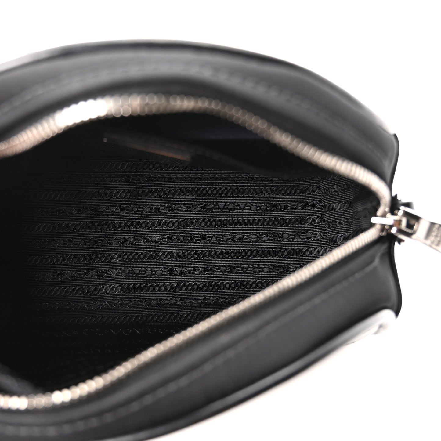 Nylon Soft Calfskin Bowling Crossbody Bag Black