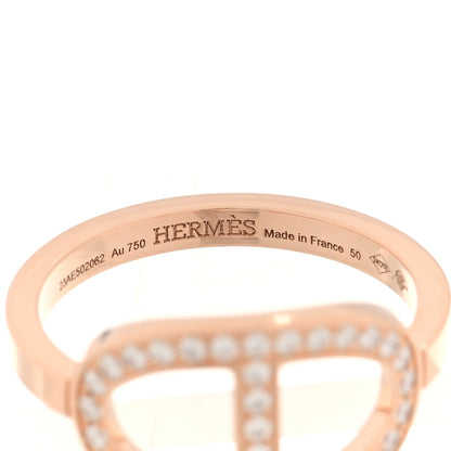 Hermes 18K Rose Gold Diamond MM Chaine d'Ancre Contour Ring 50 5.25 4 of 5