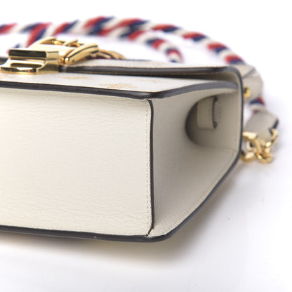 Gucci Textured Calfskin Bee Star Print Mini Sylvie Top Handle Bag Mystic White 10 of 11