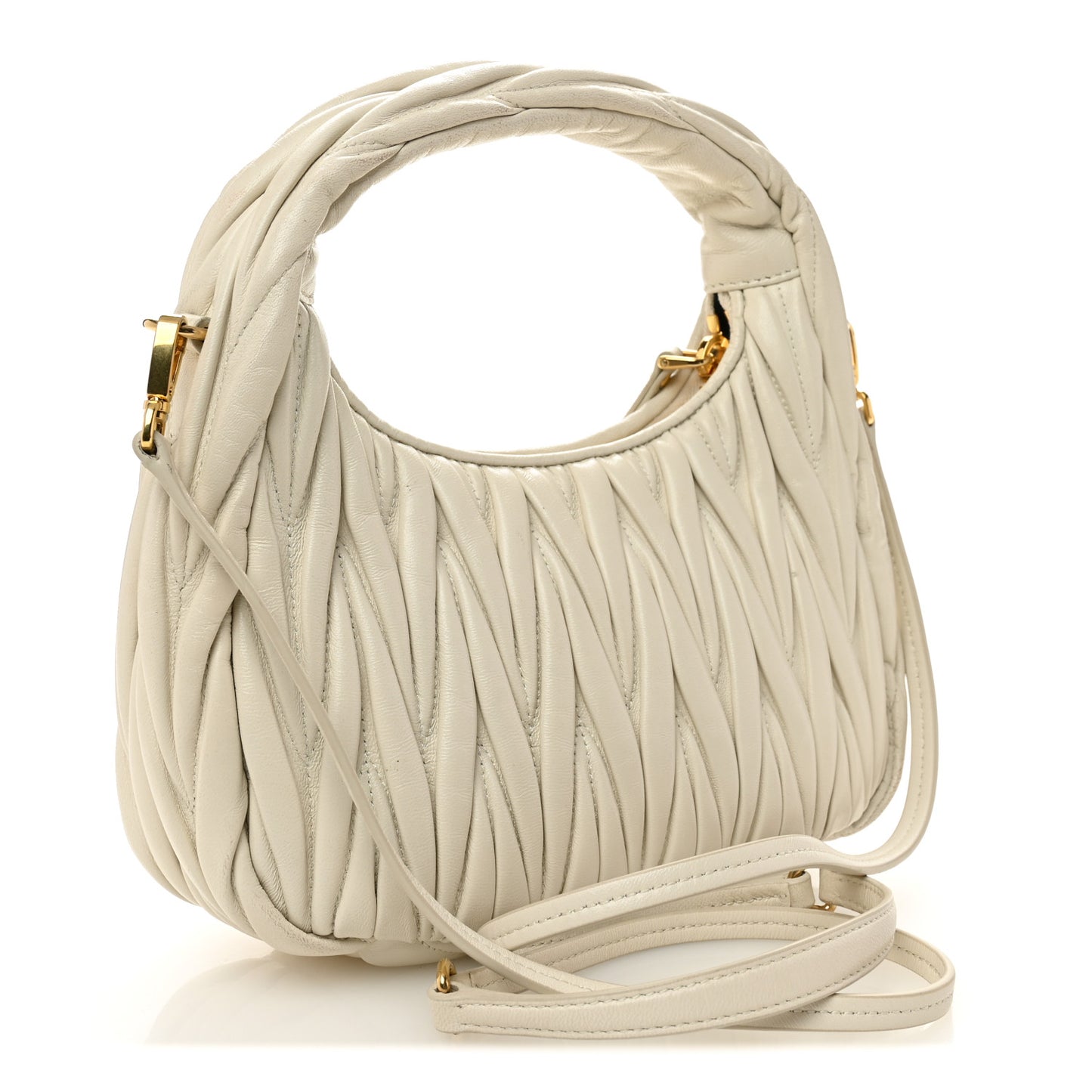 Nappa Matelasse Small Wander Hobo White