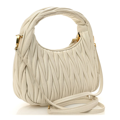 Miu Miu Nappa Matelasse Small Wander Hobo White 3 of 9