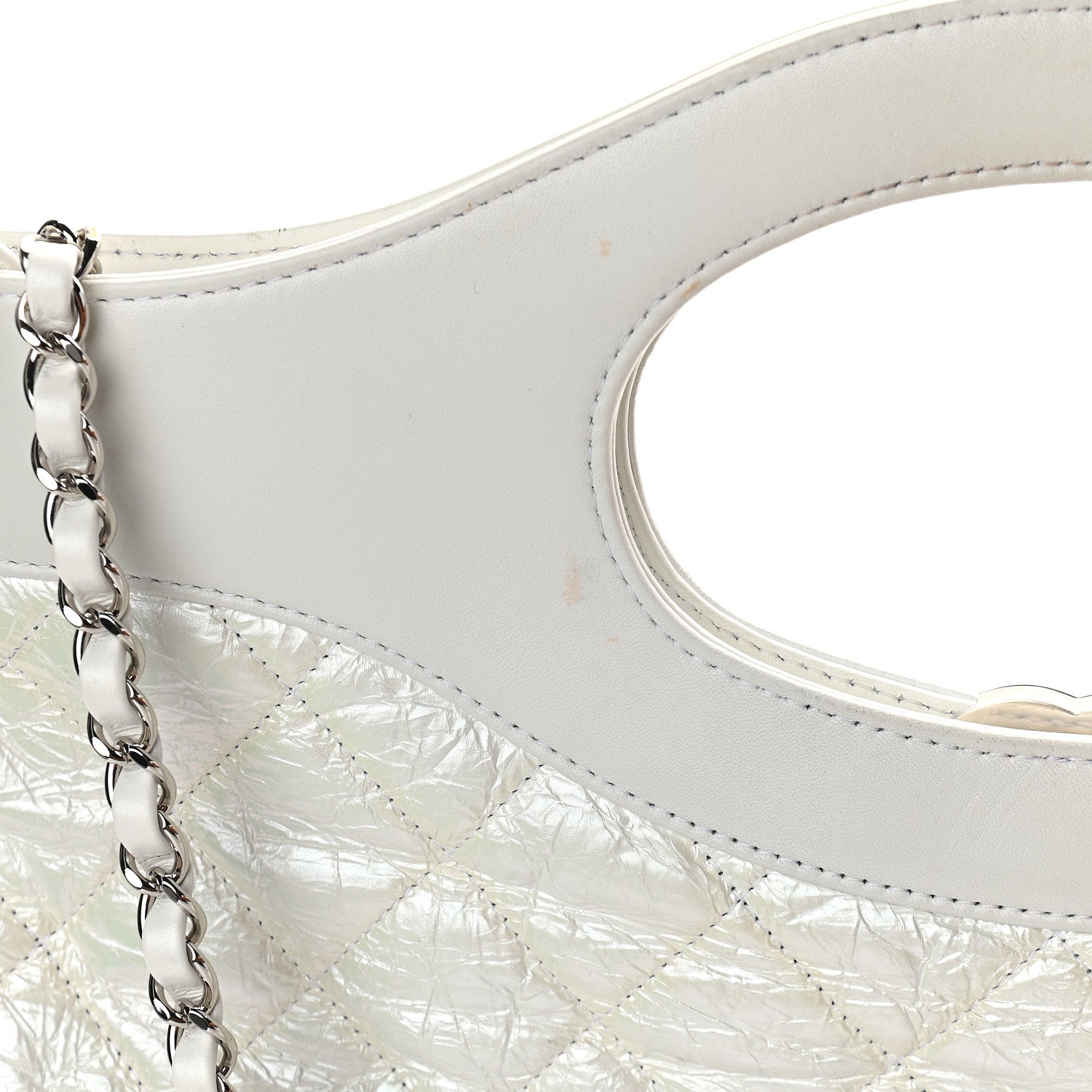 Chanel Crumpled Calfskin Quilted Large 31 Shopping Bag White 12 of 12