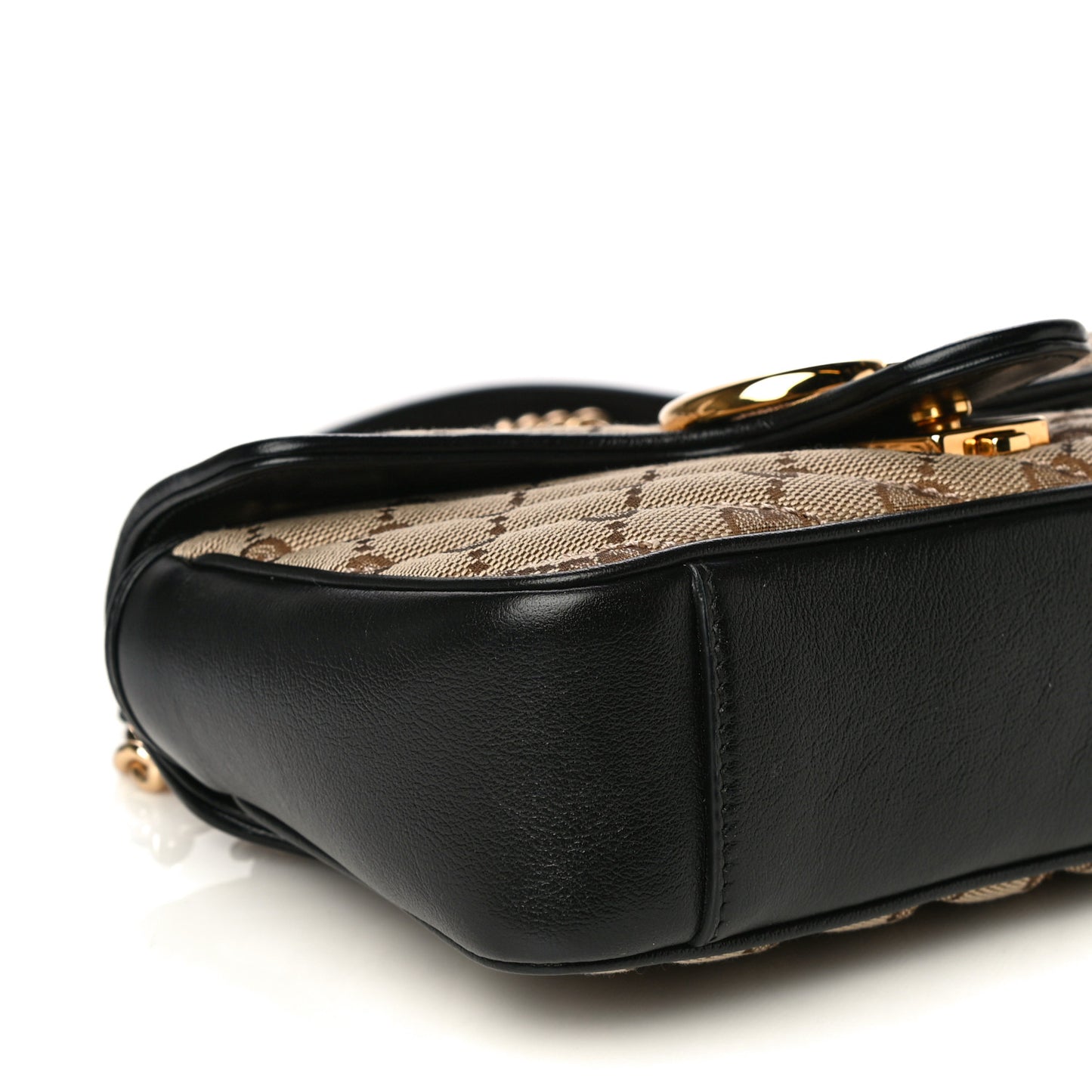 Monogram Matelasse Diagonal Mini GG Marmont Shoulder Bag Beige Black