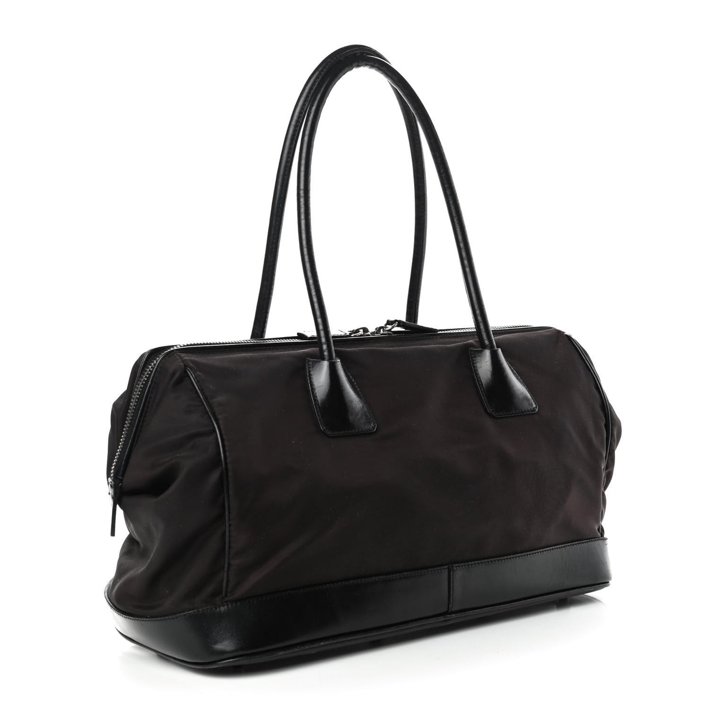 Tessuto Nylon Soft Calfskin Shoulder Bag Ebano