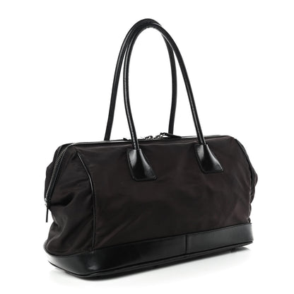 Prada Tessuto Nylon Soft Calfskin Shoulder Bag Ebano 3 of 10