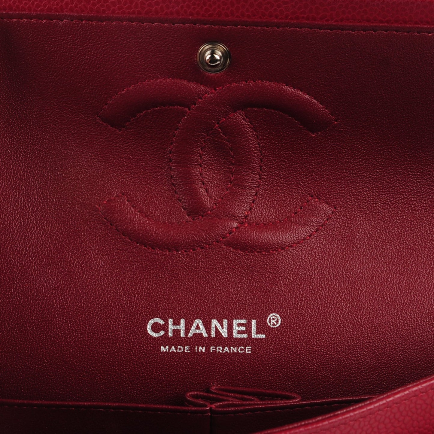 Caviar Quilted Medium Double Flap Dark Red