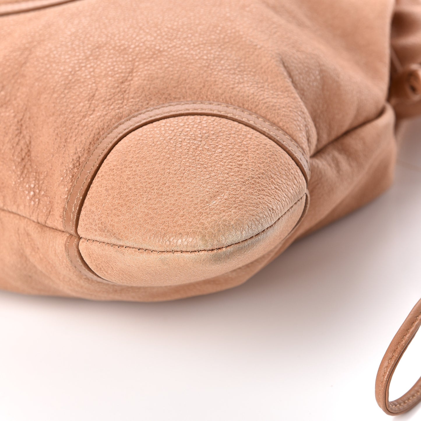 Washed Calfskin Drawstring Tote Beige