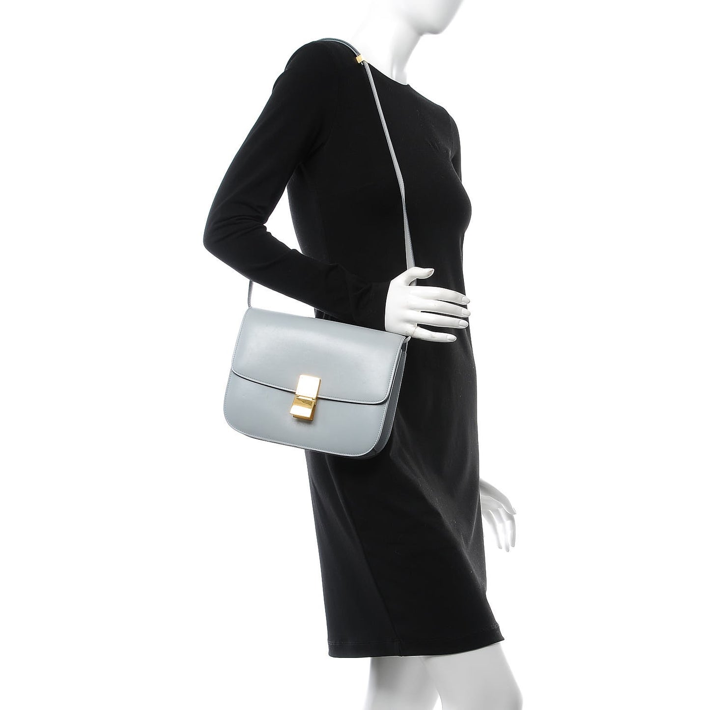 Box Calfskin Medium Classic Box Flap Bag Sky