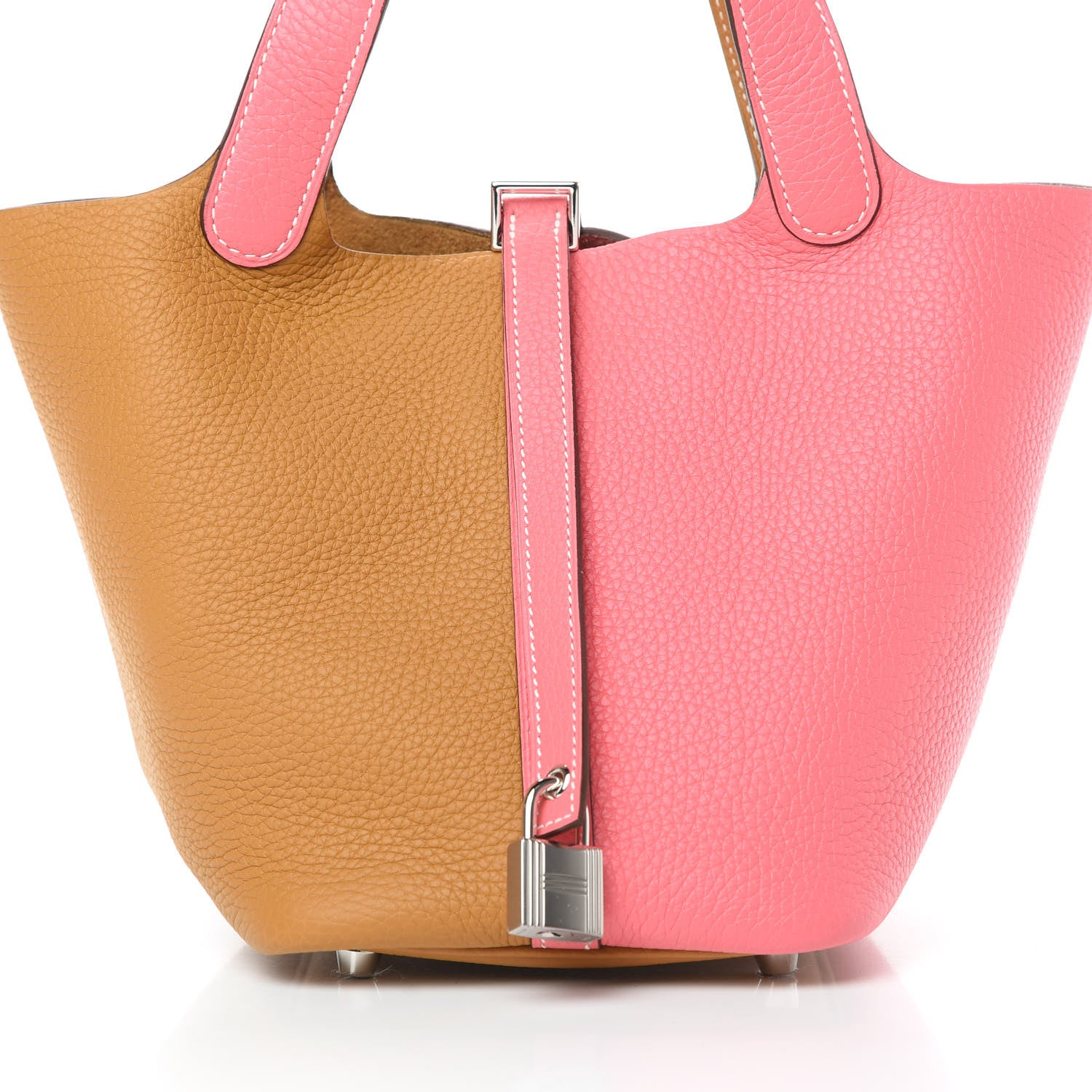 Hermes Taurillon Clemence Casaque Picotin Lock 18 PM Rose Azalee Sesame 8 of 11