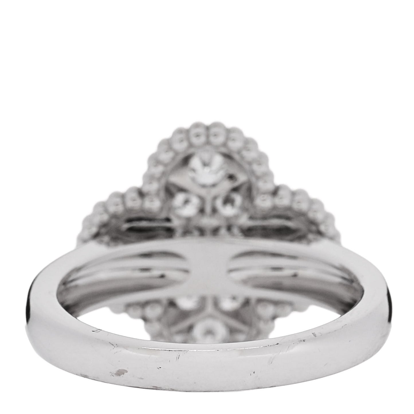 18K White Gold Diamond Vintage Alhambra Ring 50 5.25