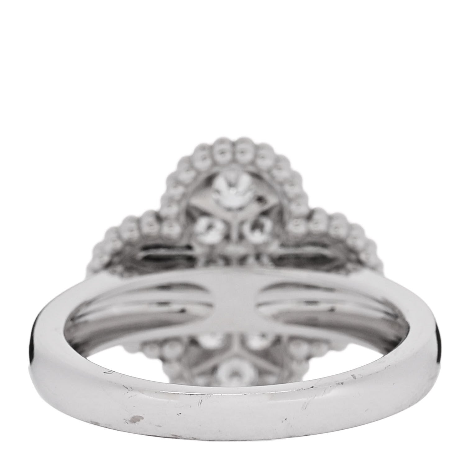 Van Cleef & Arpels 18K White Gold Diamond Vintage Alhambra Ring 50 5.25 4 of 6