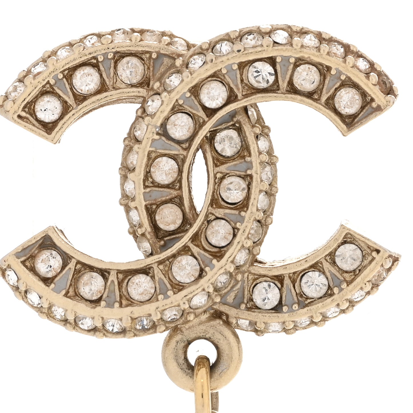 Crystal Pearl CC Drop Earrings Gold