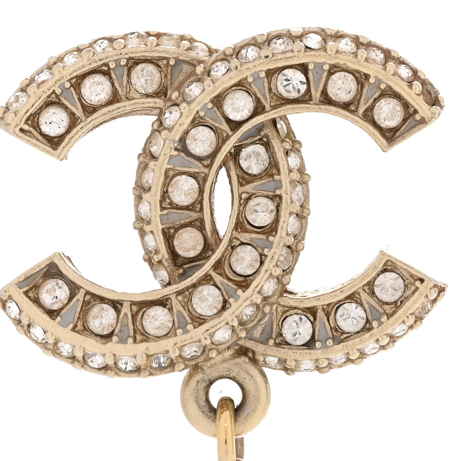 Chanel Crystal Pearl CC Drop Earrings Gold 5 of 6