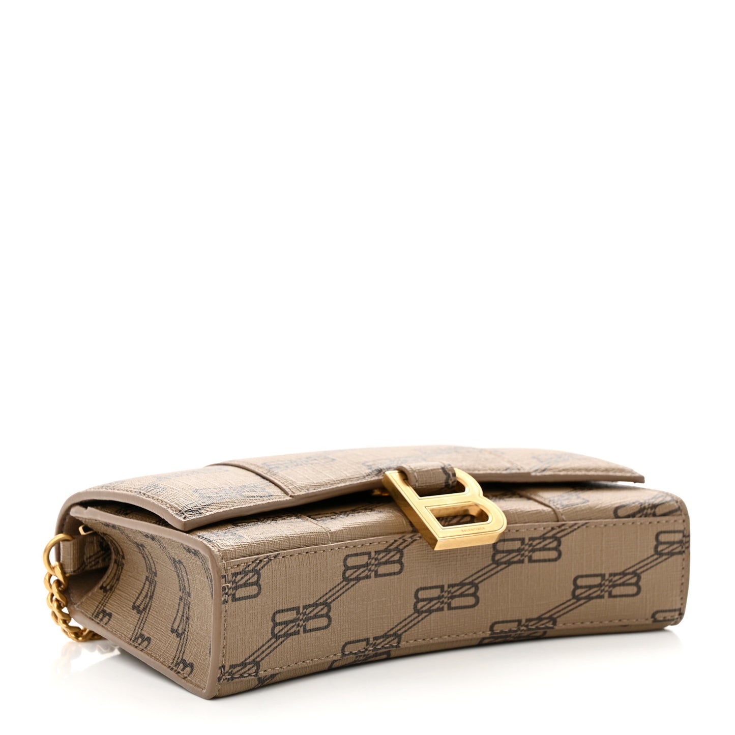Coated Canvas BB Monogram Hourglass Chain Bag Beige Brown