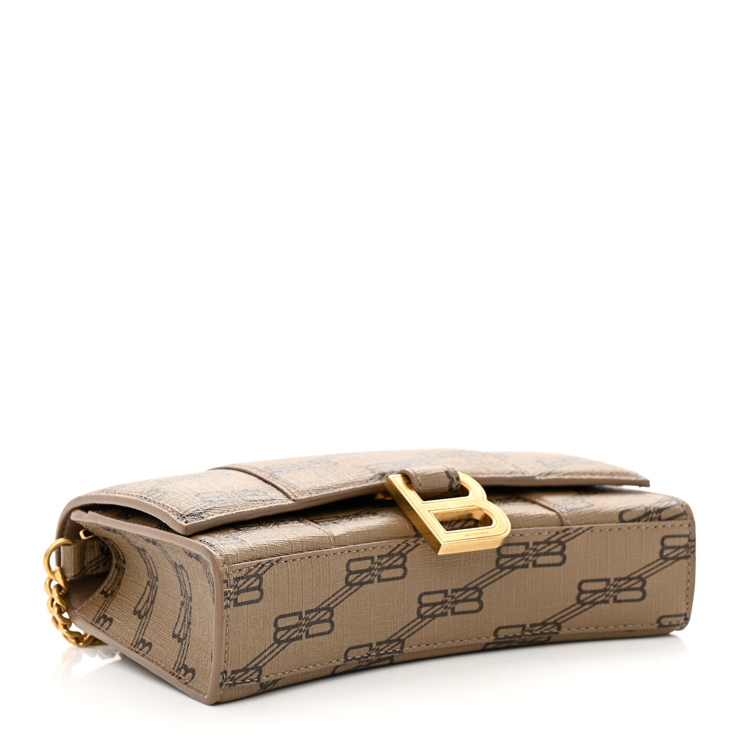 Balenciaga Coated Canvas BB Monogram Hourglass Chain Bag Beige Brown 4 of 11