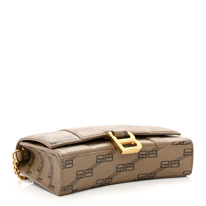 Balenciaga Coated Canvas BB Monogram Hourglass Chain Bag Beige Brown 4 of 11