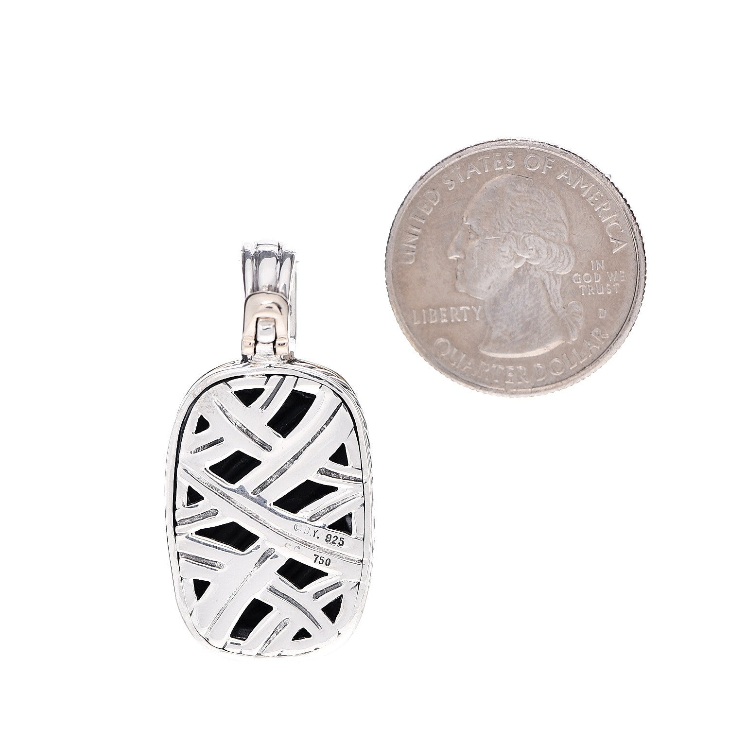David Yurman Sterling Silver 18K Yellow Gold Elongated Sculpted Cable Enhancer Pendant 2 of 2