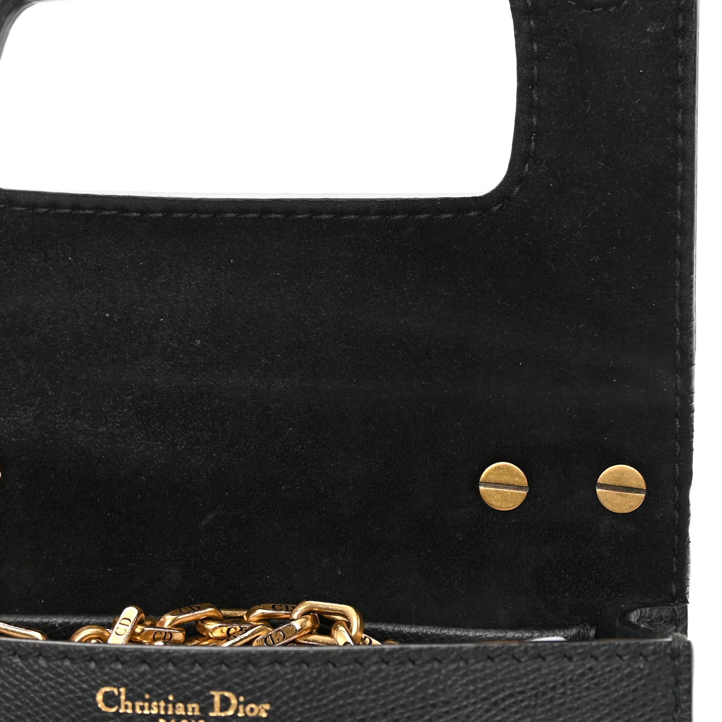 Grained Calfskin Mini J'Adior Chain Flap Bag Black