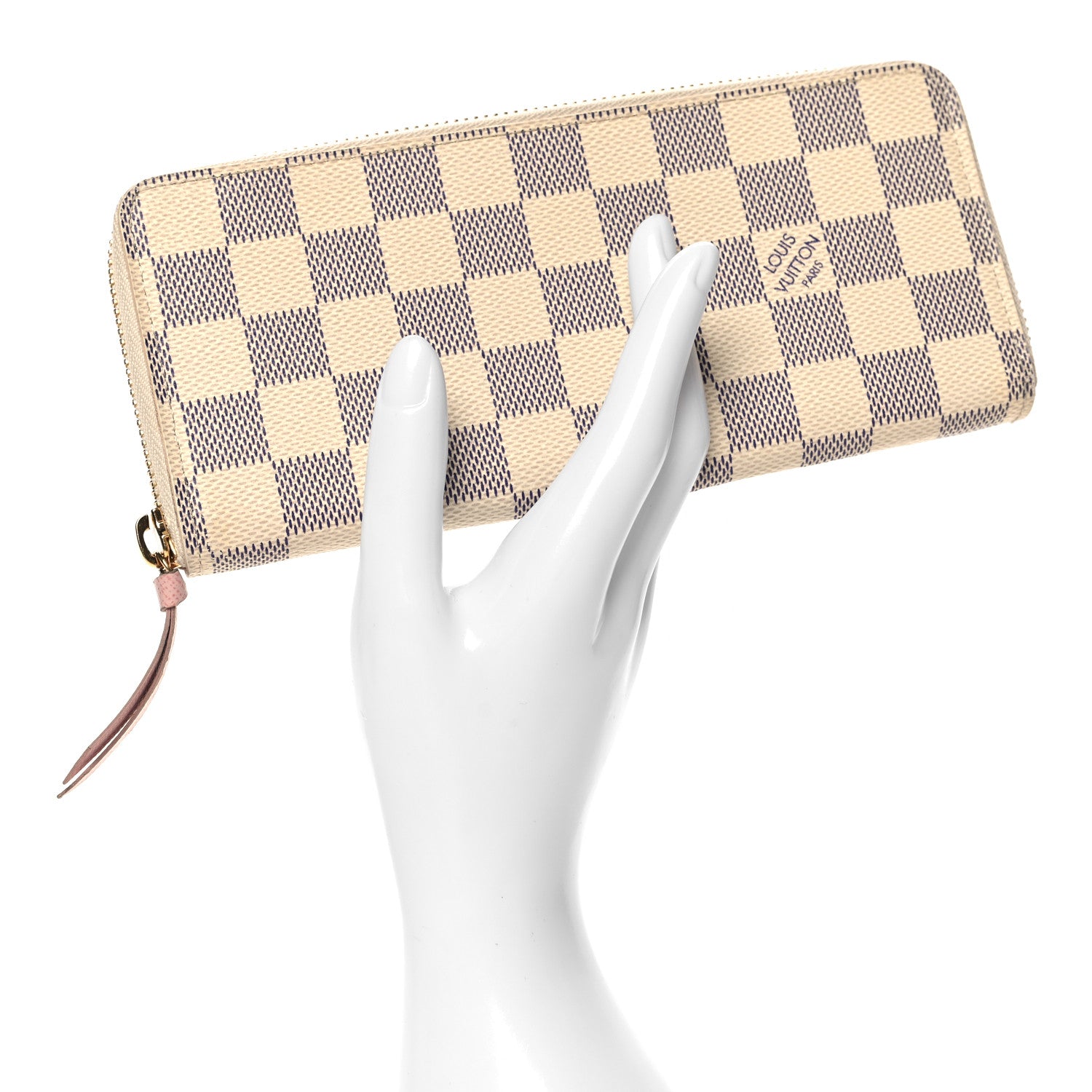 Louis Vuitton Damier Azur Clemence Wallet Rose Ballerine 2 of 7