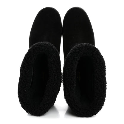 Louis Vuitton Suede Calfskin Shearling Snowdrop Flat Ankle Boot 38.5 Black 2 of 10