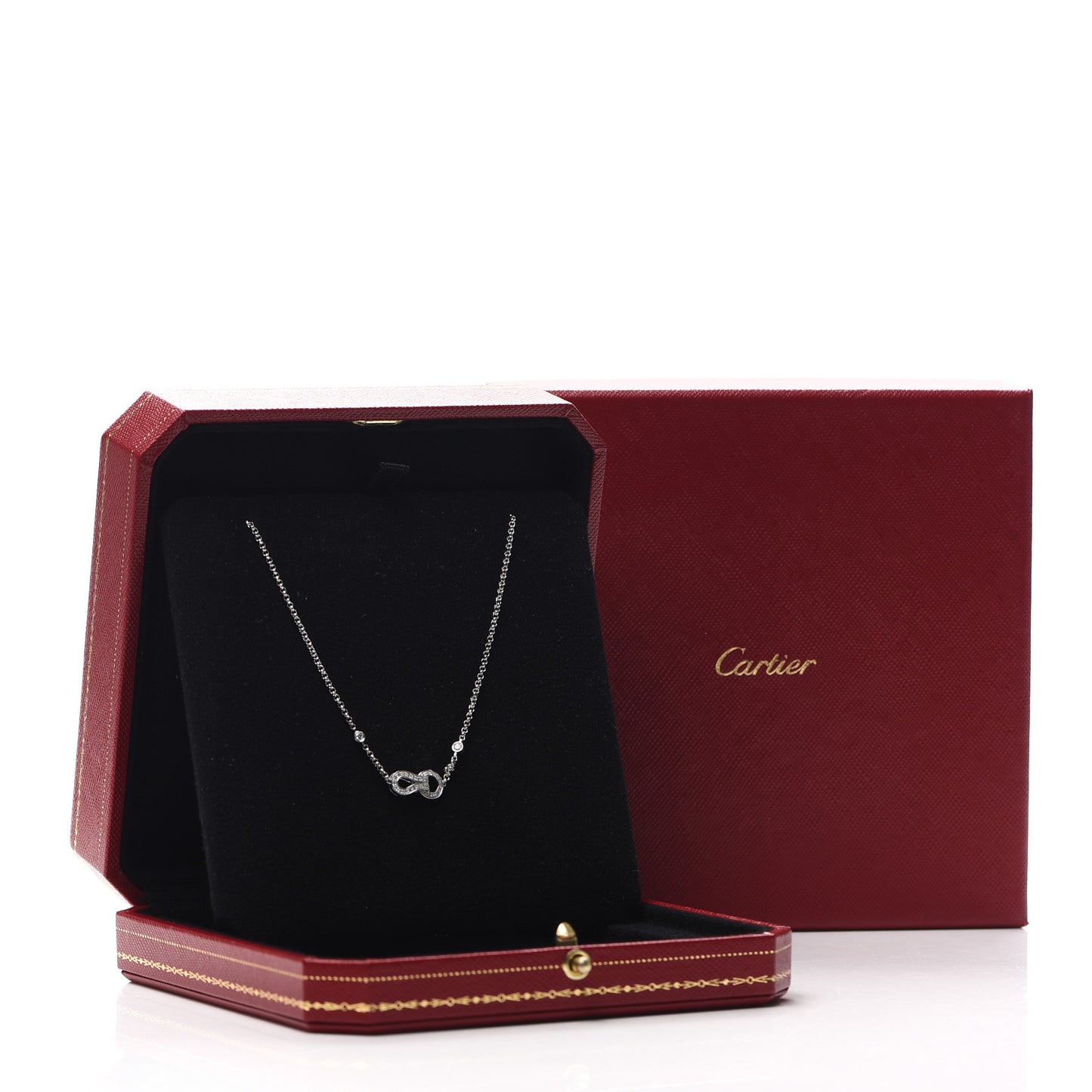 18K White Gold Diamond Agrafe Pendant Necklace