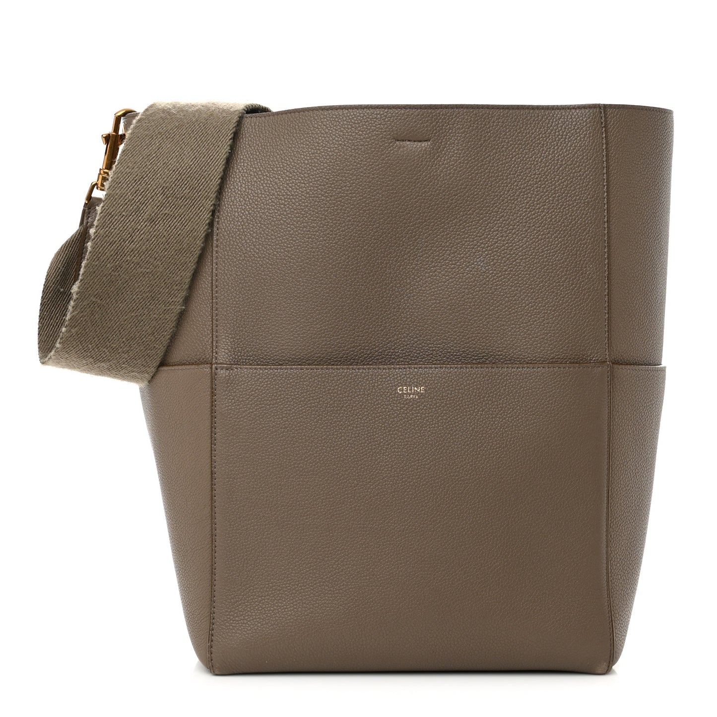 Soft Grained Calfskin Sangle Bucket Bag Taupe