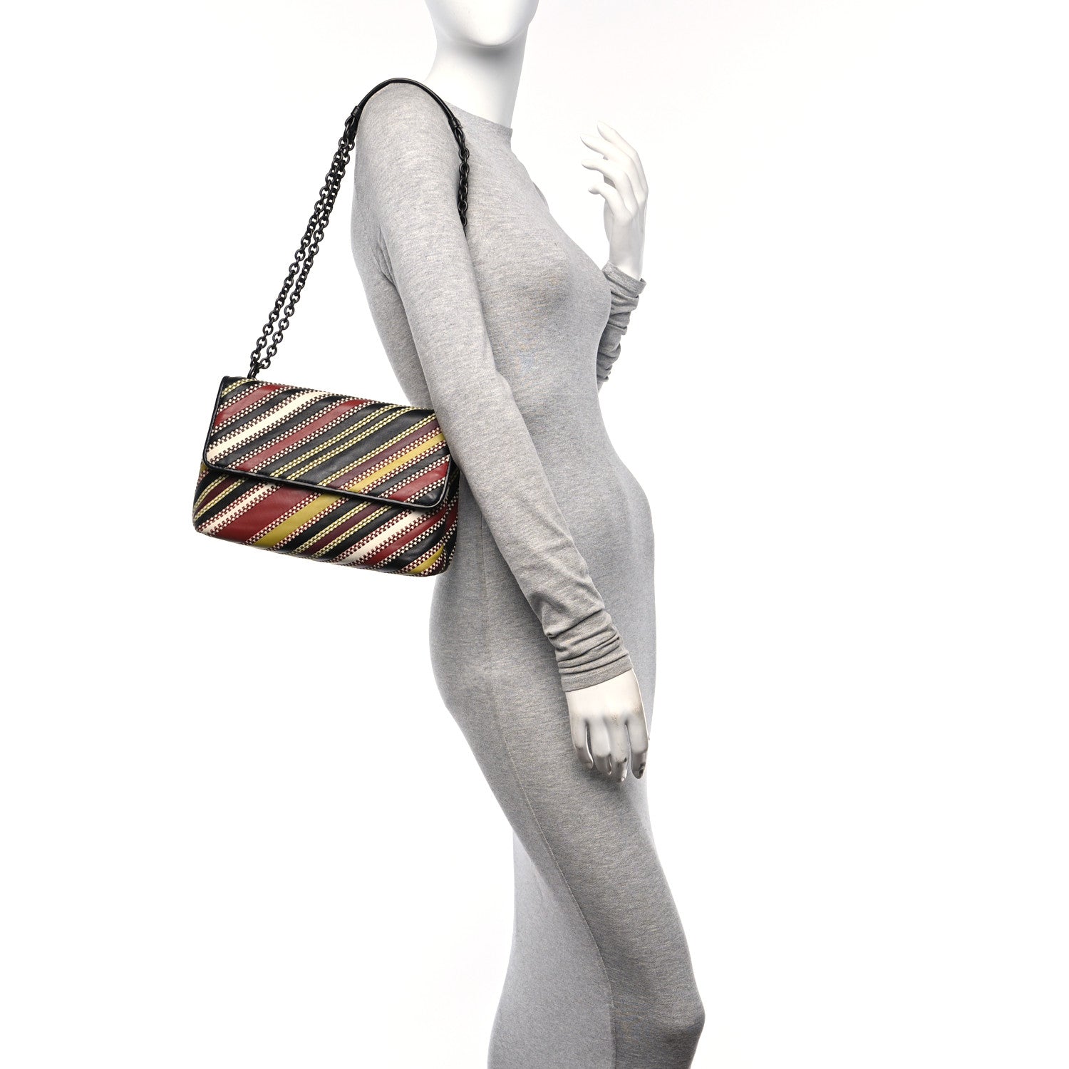 Bottega Veneta Nappa Intrecciato Embroidered Olimpia Red Green Multicolor 2 of 9