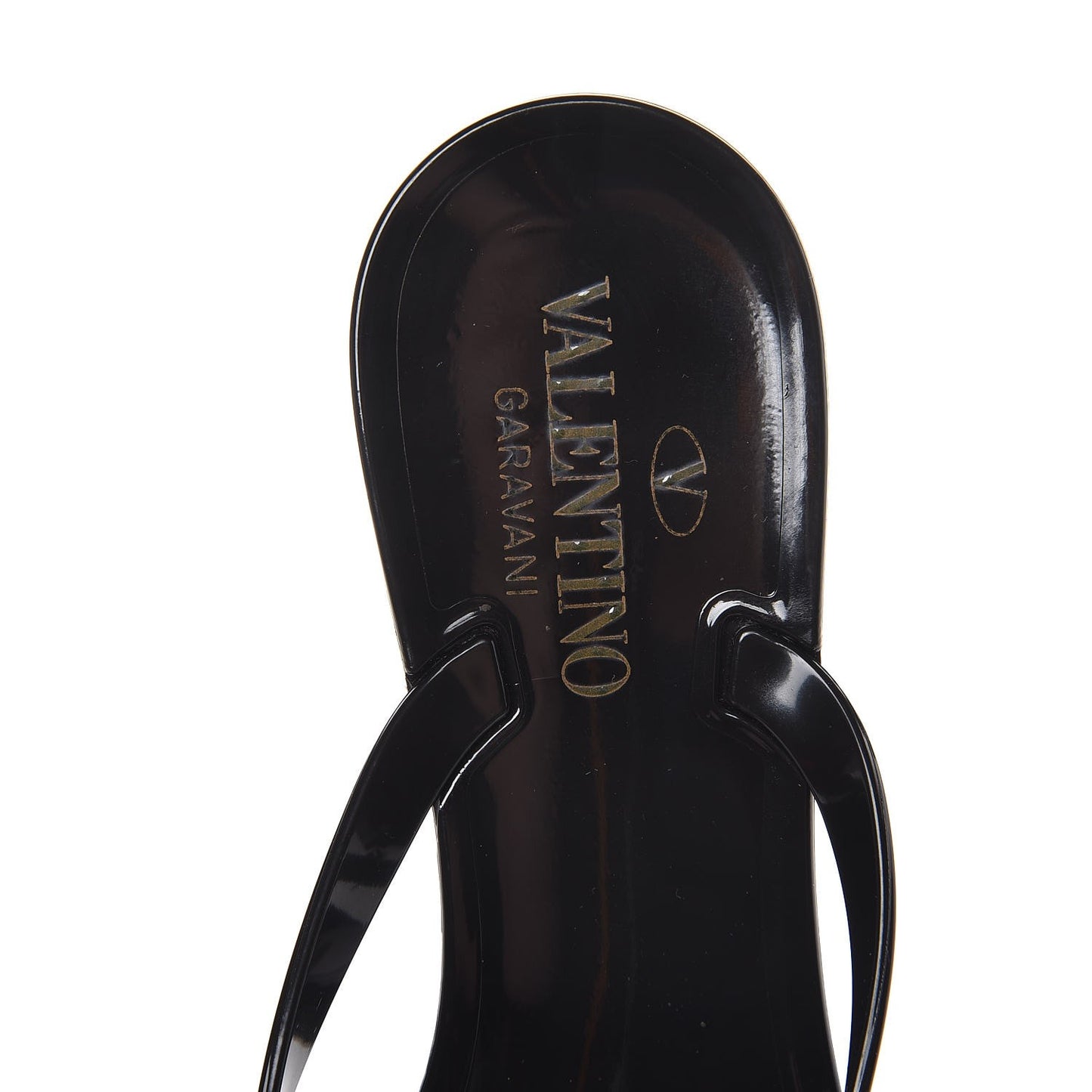 PVC Jelly Rockstud Bow Thong Sandals 38 Black
