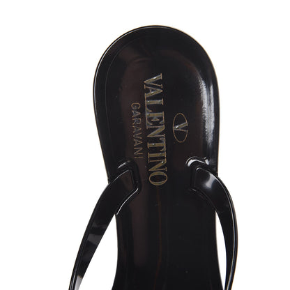 Valentino Garavani PVC Jelly Rockstud Bow Thong Sandals 38 Black 7 of 8