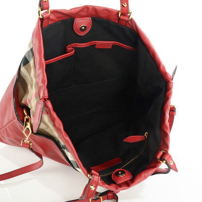 Burberry Soft Calfskin House Check Big Crush Tote Military Red 5 of 9