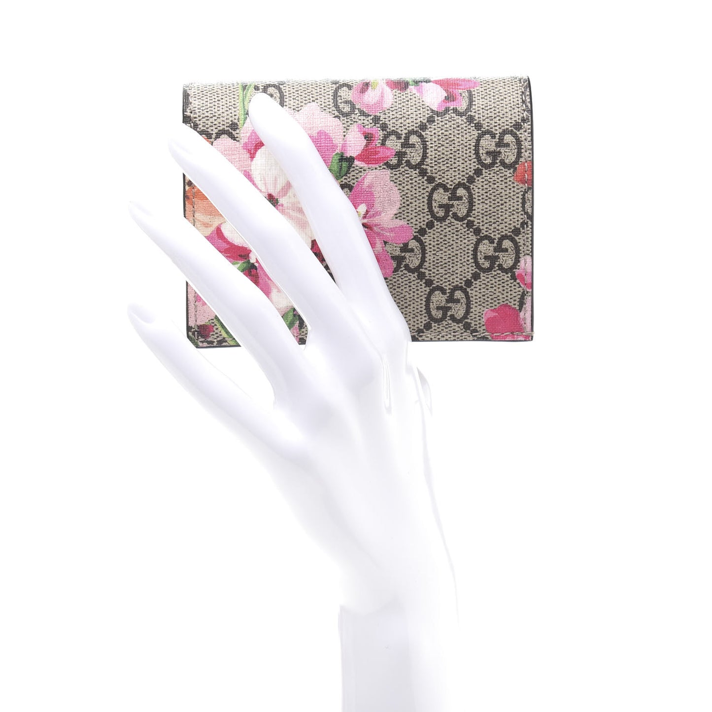 GG Supreme Monogram Blooms Card Case Wallet Beige Multicolor Dry Rose
